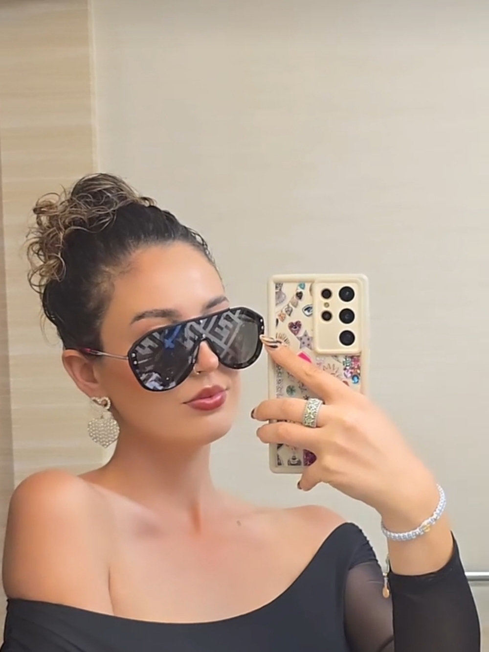 Fendi M0039 FF Logo Mirrored Shield Sunglasses - Black/Grey Unisex - Picture 4 of 9